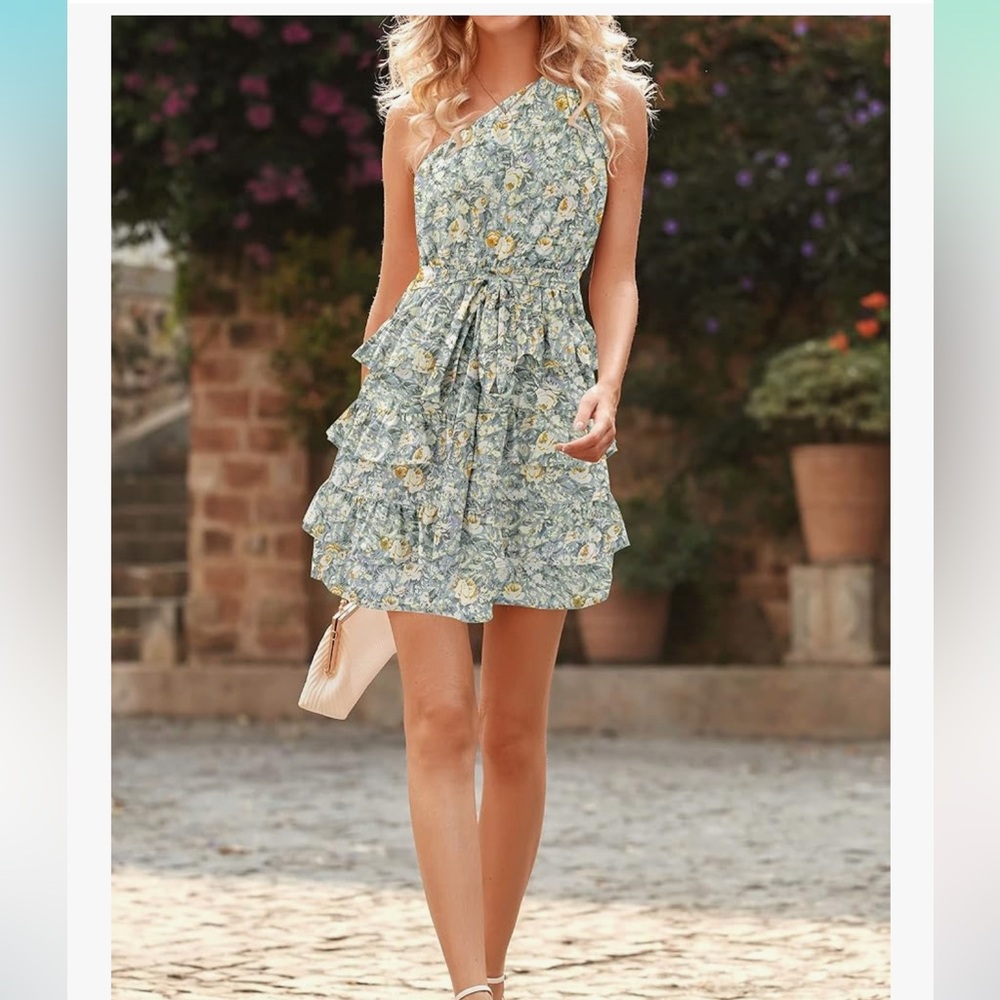 Btfbm One Shoulder Floral Dress